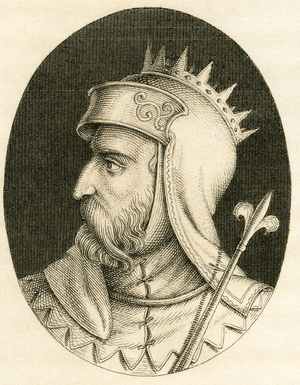 Pepin king of France, Carolingian dynasty, copperplate engraving from Stahlheim, 1840s (engraving)