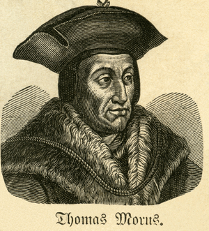 Sir Thomas More, English lawyer, author, statesman and Roman Catholic martyrs, 1881 (engraving)