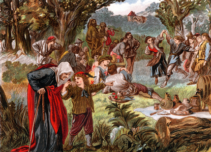 Illustration for the poem of Shakespeare "The Passionate Pilgrim" (chromolithograph)