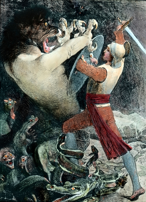 The good hero fighting against alcohol, c.1920 (print)