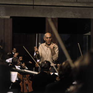 Le chef d'orchestre britannique Georg Solti (1912-1997) dans les annees 1980.