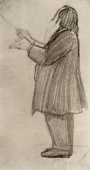 Johannes Brahms (1833-1897) German composer, conducting 9drawing)