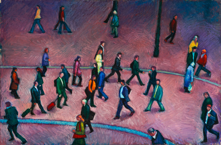 Pedestrians (oil pastel on paper)
