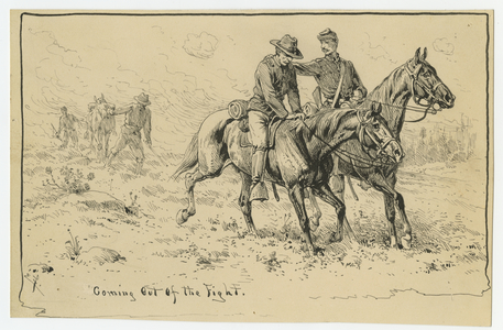 Coming out the Fight, illustration from 'Thirty Years After: An Artist's Story of the Great War', published in 1890, 1880s (pen & ink on paper)