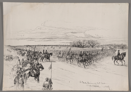 A Grand Review by President Lincoln, illustration from 'Thirty Years After: An Artist's Story of the Great War', published in 1890, 1880s (pen & ink on paper)