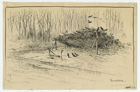 Forsaken, illustration from 'Thirty Years After: An Artist's Story of the Great War', published in 1890, 1880s (pen & ink on paper)