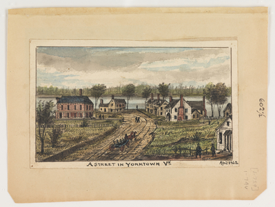 A street in Yorktown, Virginia, April 1862, from the Robert Knox Sneden Diary, 1861-65 (pen & ink and w/c on paper)
