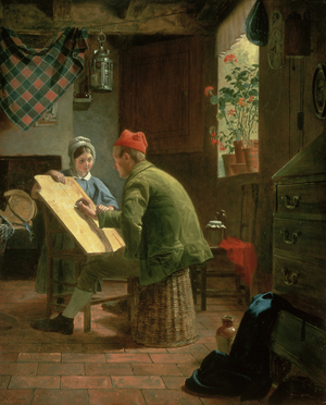 The Writing Lesson, 1855 (oil on panel)