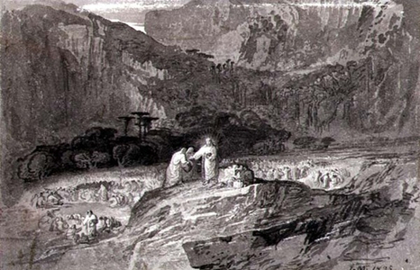Feeding the Five Thousand, 1835 (pen & ink and grey wash on paper)