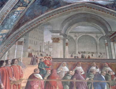 The Loggia and Palazzo della Signoria, Sassetti Chapel, 1483 (fresco) (detail)