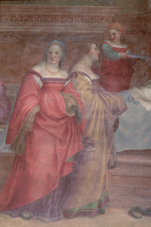 Ladies in Waiting, from the Birth of the Virgin (fresco) (detail)