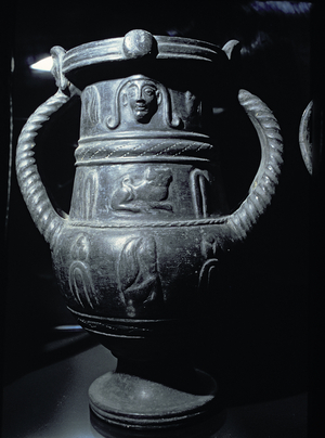 Black-figure vase, Etruscan, 6th century BC (bucchero ware)