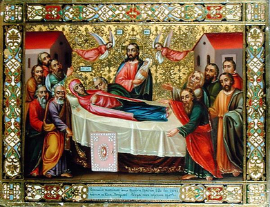 Icon of the Death of the Virgin (gold & enamel)