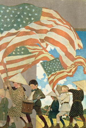 With Trumpet and Drum, 1905 (colour litho)