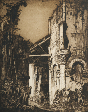 St. Leonard's Abbey, near Tours (etching)