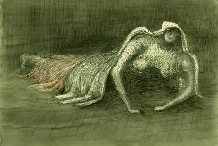 Figure in a Shelter, 1941 (pencil, ink, wax crayon and wash)