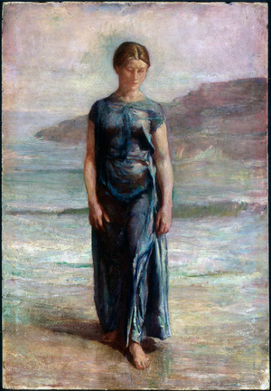 Woman Bathing (oil on panel)