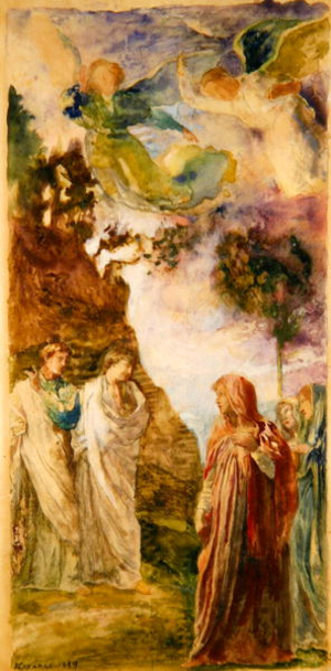 Three Marys: Study for the Southworth Window, Church of the Ascension, New York (w/c & gouache over graphite on paper)