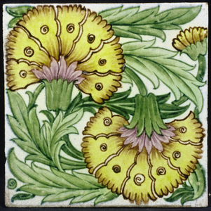 Tile with floral pattern (ceramic)