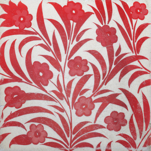 Tile with floral design (ceramic)