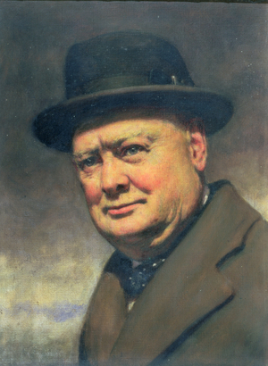 Portrait of Sir Winston Churchill (1874-1965), British statesman