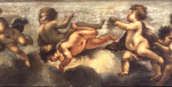 Putti disporting (paper on canvas) (central detail) (see also 67091-94)