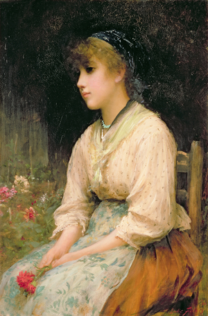 A Venetian Flower Girl, 1877 (oil on canvas)