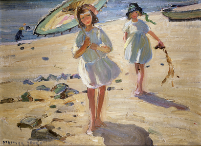 Friends on the Beach (oil on canvas)