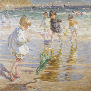 Playing by the Sea (oil on canvas)