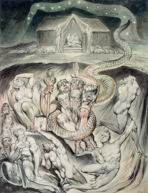 The Descent of Typhon and the Gods into Hell: Milton's Hymn on the Morning of Christ's Nativity (w/c on paper)