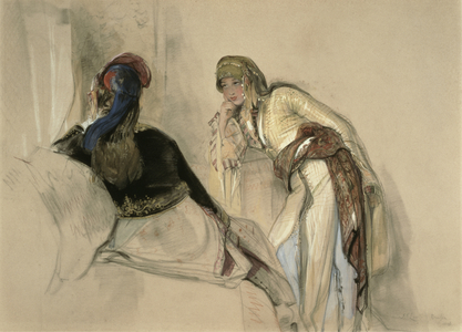 Two Women at Brussa (gouache on paper)