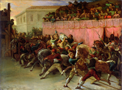 The Riderless Racers at Rome, 1817 (oil on paper mounted on fabric)