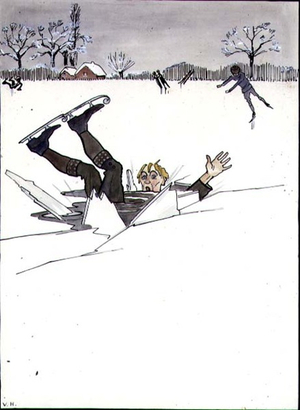 Skater, c.1920 (pen & ink, w/c on paper)