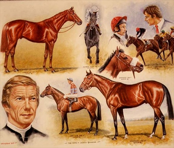 Lester Piggott's Guineas Winners, 1985 (oil on canvas)