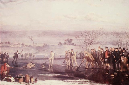 Curling at Rowyards Loch, 1857 (oil on canvas)