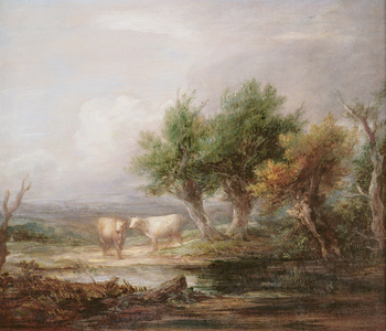 Cattle Beside a River (oil on canvas)