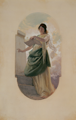 The Epigram, a study, 1890 (pencil, watercolour)