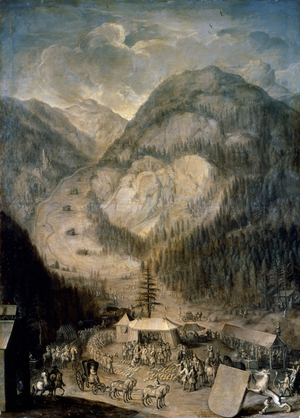Charles VI, Holy Roman Emperor, inspecting the kill of chamois deer in Eisenerz