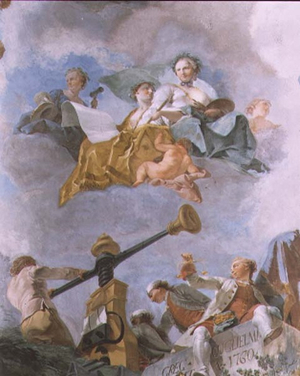 Allegorical figures, detail of the ceiling of the Great Gallery, 1759-62 (fresco)