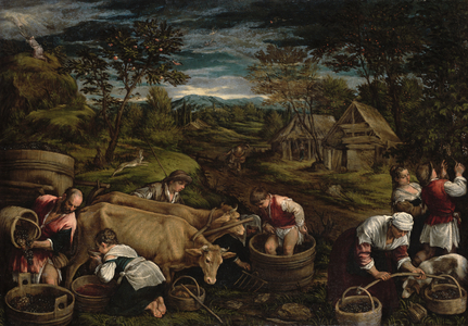 Harvest, (Moses receives the Ten Commandments), 1576 (oil on canvas)