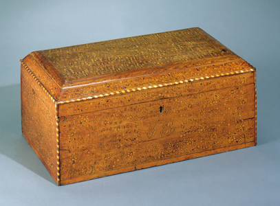 Chest, 1920s (inlaid wood & metal)