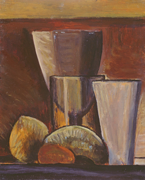 Glasses and Fruits, 1908 (oil on wood)