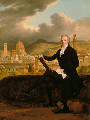 Artist in an Italian City (oil on canvas)
