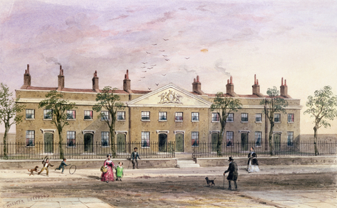 Clothworkers Almhouses in Frog Lane (w/c on paper)