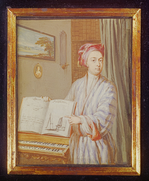 Portrait of Brook Taylor (1685-1731) 1720 (w/c & bodycolour on vellum laid on card)