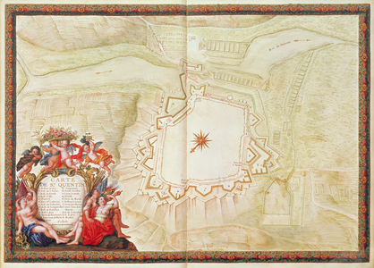 Ms. 988, Vol.3 fol.10 Map of Saint-Quentin, from the 'Atlas Louis XIV', 1683-88 (gouache on paper)
