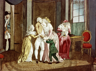 The farewell of Louis XVI, King of France, to his family in the Temple prison - Prints of the early 19th century