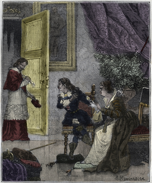 Day of the Dupes - Journee des Dupes 1630- At the time when Marie de Medicis was pleading her cause, Cardinal Richelieu entered - illustration in “Paris through the century” by Knee-Lac, 1882
