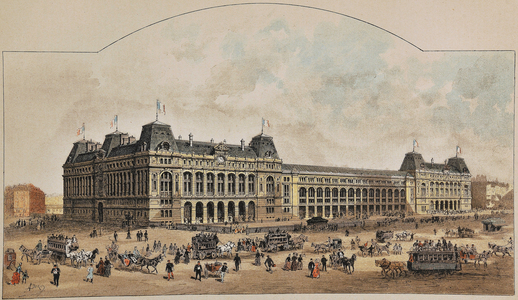 Gare Saint-Lazare (Saint Lazare) in 1887 by Auguste Victor Deroy (1825-1906). Engraving from 1887 in “” Paris-Illustrous journal weekly””.