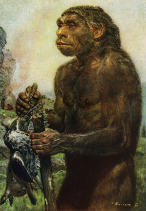 The Neanderthal or Neandertal - Man of Neandertal - in “” Prehistoric Men” (drawing)
